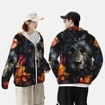 thumbnail image 3 of KLL Colorful Floral Black Dog Print Men's Women’s UPF 50+ Sun Protection Outdoor Hoodie Jacket Long Sleeve Fishing Hiking Performance Shirt-XX-Large, 3 of 6