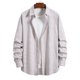 thumbnail image 5 of Camisa de solapa holgada informal para hombre Camisa de manga larga a rayas grises a la moda Pompotops oipoqjl27509, 5 of 9