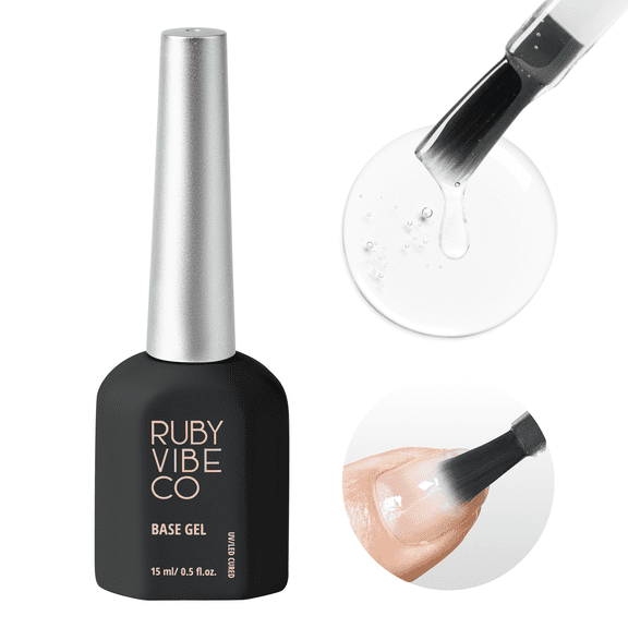 RUBY VIBE CO Rubber Base Gel Polish, HEMA-Free Nail Base Coat for UV/LED Gel Manicures, 0.5 fl oz