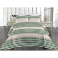 thumbnail image 2 of Ambesonne Geometric Quilted Bedspread Set 3 Pcs, Abstract Wave Pattern Art, Twin, Dried Rose and Jade Green, 2 of 4