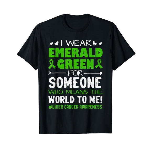 Support Liver Cancer Awareness Ribbon Green Men Women Kids T-Shirt