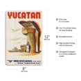 thumbnail image 2 of Yucatan Mexico - Mayan Ruins - Mexicana Airlines CMA World Airways - Vintage Airline Travel Poster c.1960s - 8 x 12 inch Vintage Wood Art Sign, 2 of 4