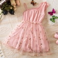 thumbnail image 4 of QTOCIO Toddler Girls Dresses, Baby Girl Summer Clothes, Girls' Summer New Short Sleeve Ruffled Round Neck Lace Embroidery Mesh Princess Bow Skirt, Pink, 2 Years, 4 of 8