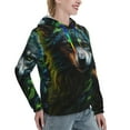 thumbnail image 6 of Daiia Realistic Style Colorful Wolf A Pattern Women's Fashion Hoodies & Sweatshirts with Kangaroo Pocket Hooded Sweatshirt with Eye-catching Drawstrings-Small, 6 of 7