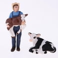 thumbnail image 4 of Vacas de animales realistas de plástico, cerdos con accesorios de s, kit de juego para contar historias para niños Baoblaze Figura de acción de PVC Farm Farmer, 4 of 8