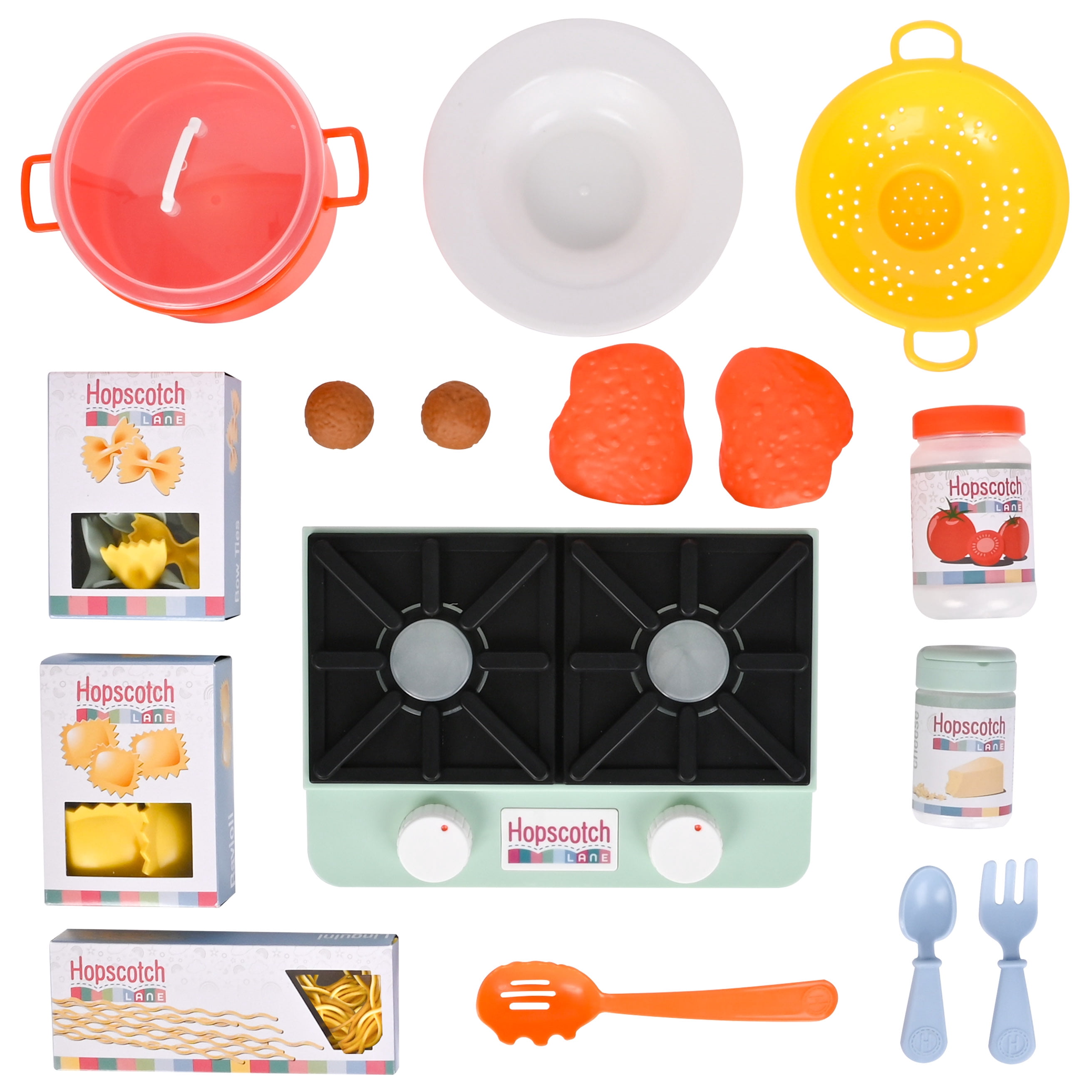 Hopscotch Lane Let’s Make Pasta 33 Piece Set – Doll Cooking Set & Doll Clothing for Kids Ages 3+