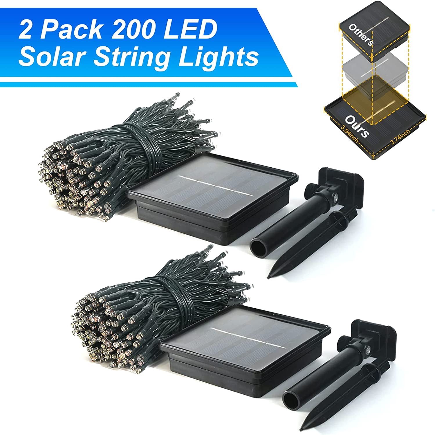 JMEXSUSS 2 Pack Blue Solar Christmas Lights, Total 400 LED 151FT Solar String Lights Outdoor Waterproof, 8 Modes Blue Christmas Lights for Outside Garden Party Patio Christmas Tree Decorations