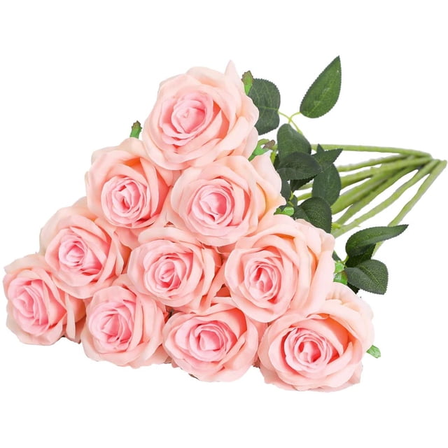 10 pcs Artificial Roses Flowers Long Stem Fake Silk Rose for Home Wendding Decorations