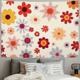 thumbnail image 2 of PRATYUS  Tapestry Green 1960 Vintage Flowers 60S 70S Orange Hippie Home Decor Wall Hanging for Living Room Bedroom Dorm 40x30inch, 2 of 6