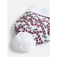 thumbnail image 4 of Holiday Time Women's Candy Cane Print Beanie Hat, White, 4 of 4