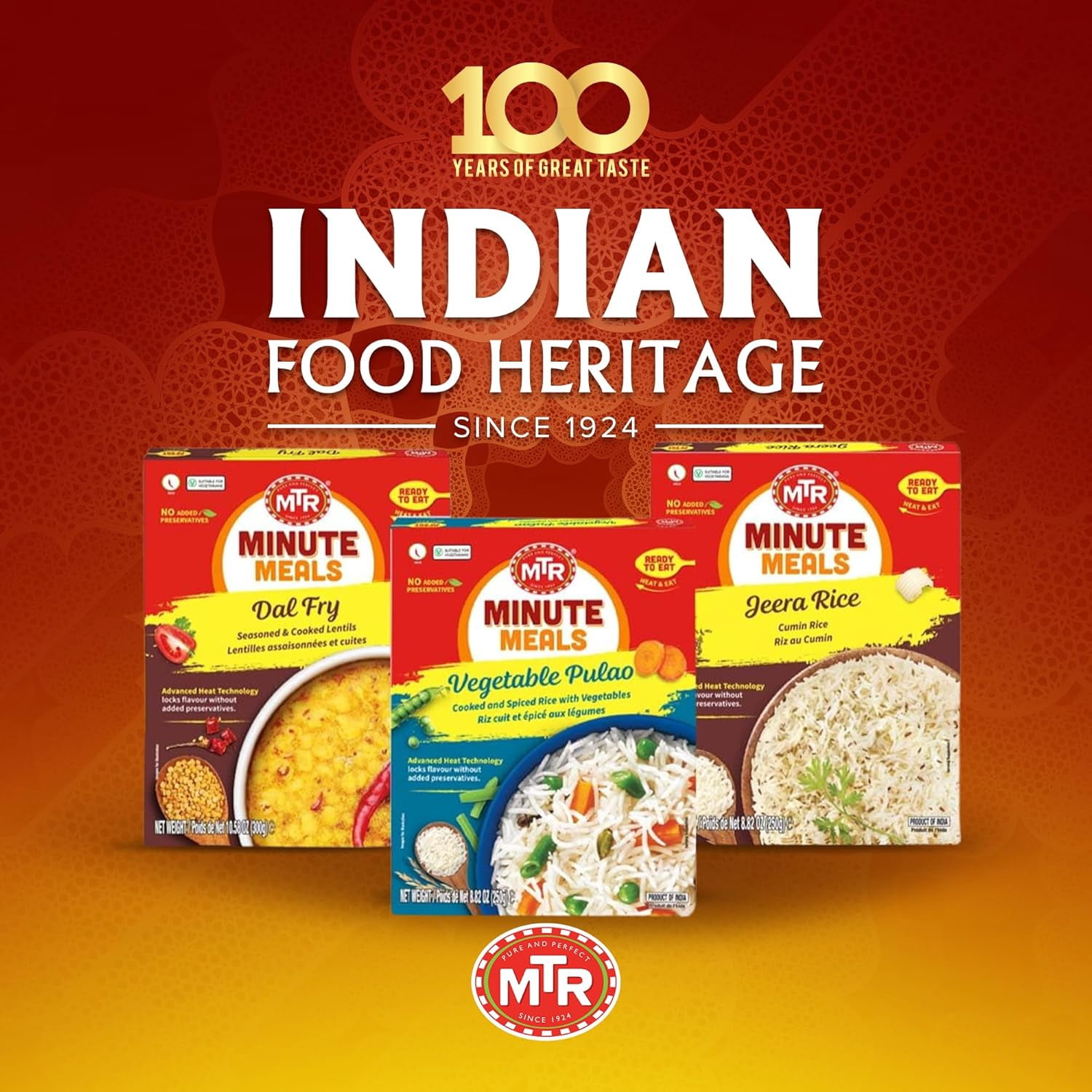 MTR Vegetable Pulao - Microwavable Rice Packs for Instant Meals - Authentic Indian Ready-To-Eat Meal - Delicious & Nutritious Rice Ready in Minutes - Suitable for Vegetarians (250g, Pack of 6)