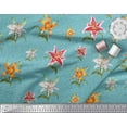 thumbnail image 2 of Soimoi Blue Cotton Duck Fabric Diamond & Lily Floral Print Fabric by the Yard 42 Inch Wide, 2 of 3