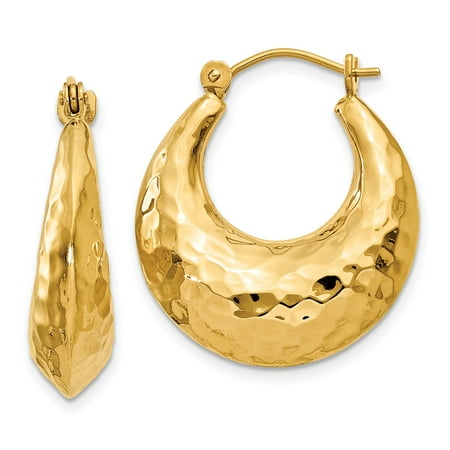 earrings gold shrimp hoop 14k hammered yellow msrp mm ladies walmart