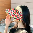 thumbnail image 4 of 56-58cm hat circumference female summer anti-ultraviolet sunshade sunscreen hat empty top cover face sun hat outdoor hat - red, 4 of 5