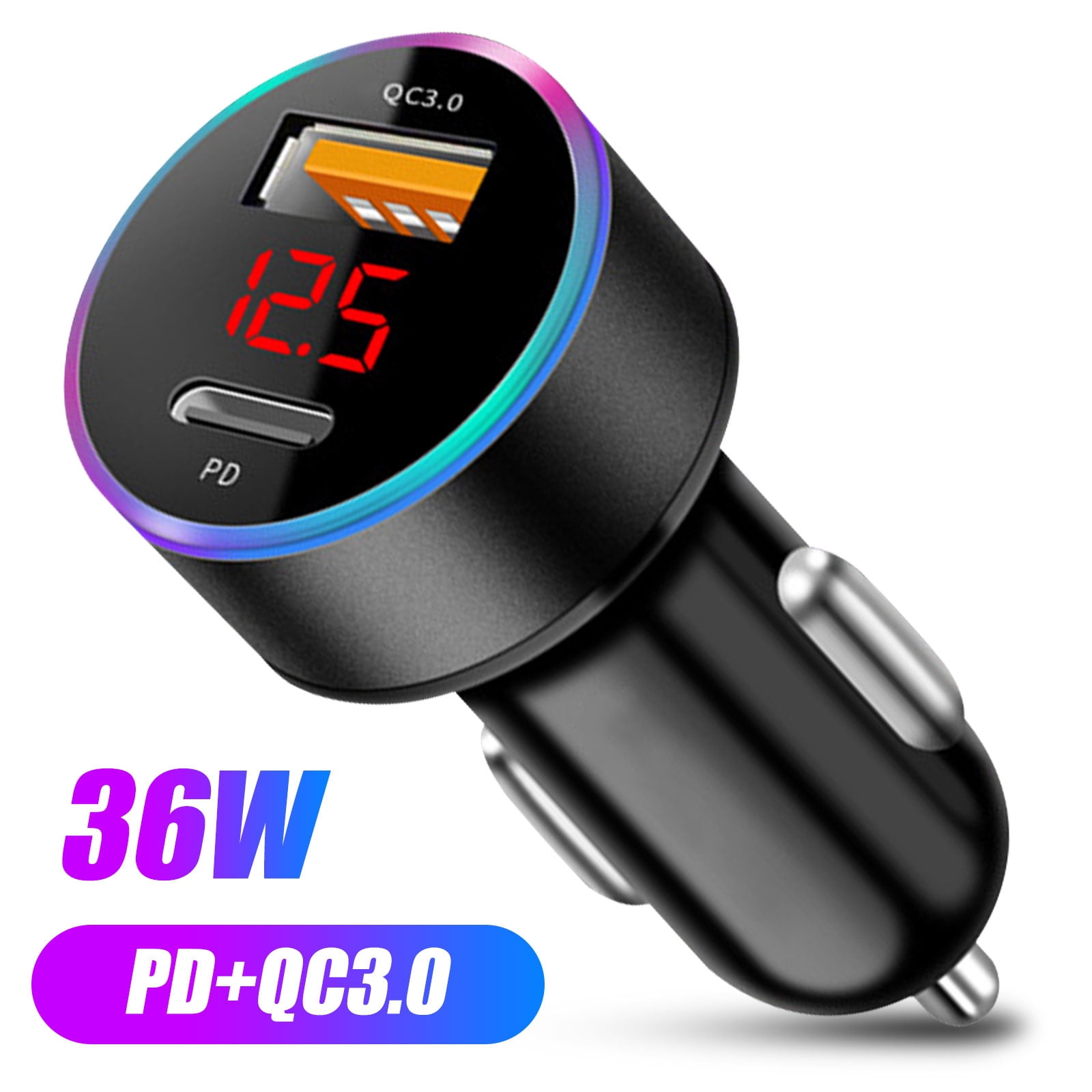TABLETS 36W 2-PORT USB CAR CHARGER QUICK TYPE-C PORT DC W5L for PHONE USB-C 