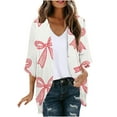 thumbnail image 3 of SEAOPEN Women's 3/4 Sleeve Open Front Cropped Cardigan Sweater Elegant Shrugs for Women Pink,S, 3 of 6