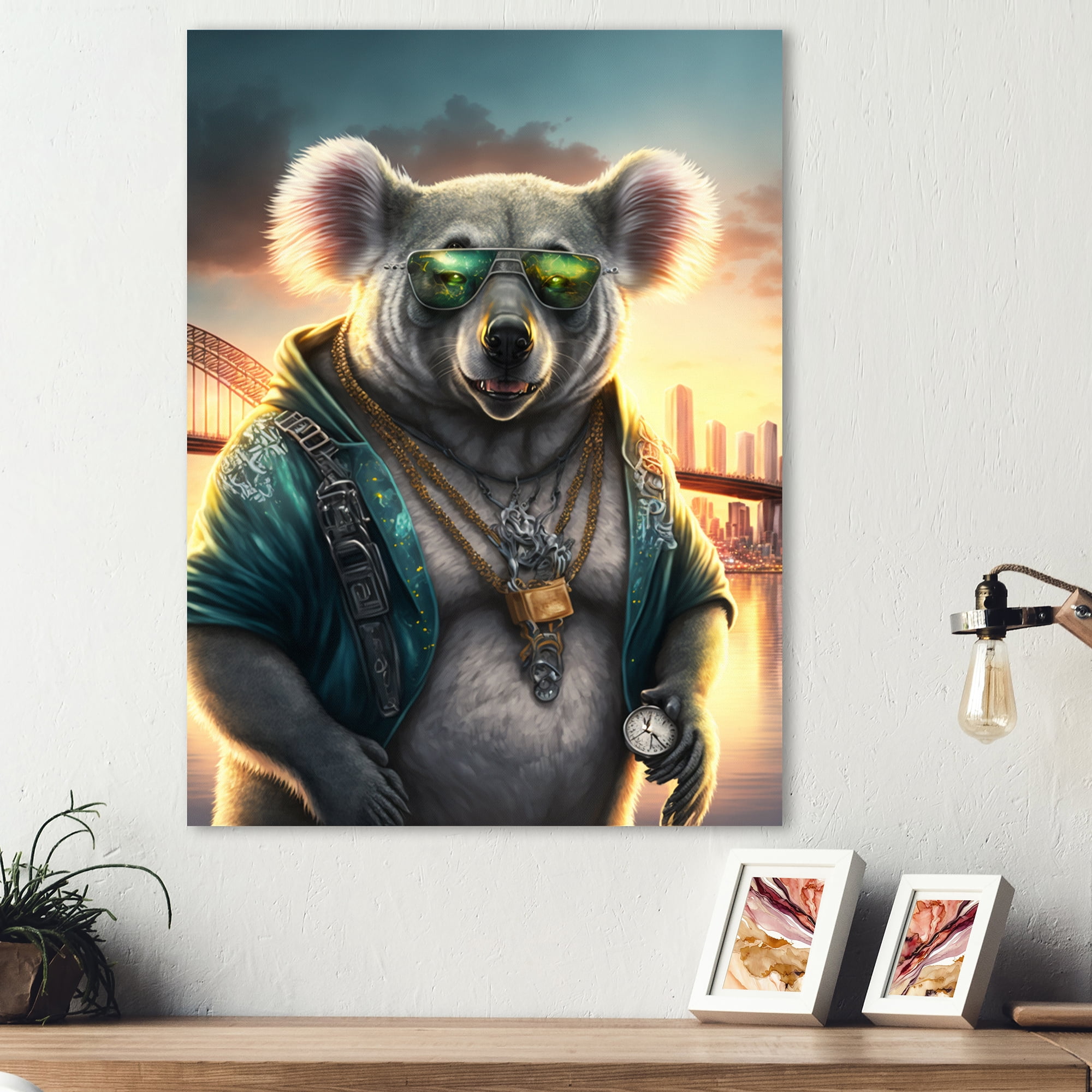 Designart Koala Gangster In NYC Canvas Wall Art