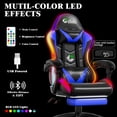 thumbnail image 4 of Czlolo Gaming Chair, Racing Style RGB LED Lights Gaming Chairs for Adults and Kids, Lumbar Massager Gamer Chair, High Back Reclining Computer Chair with Footrest and Headrest (Black/Blue), 4 of 12