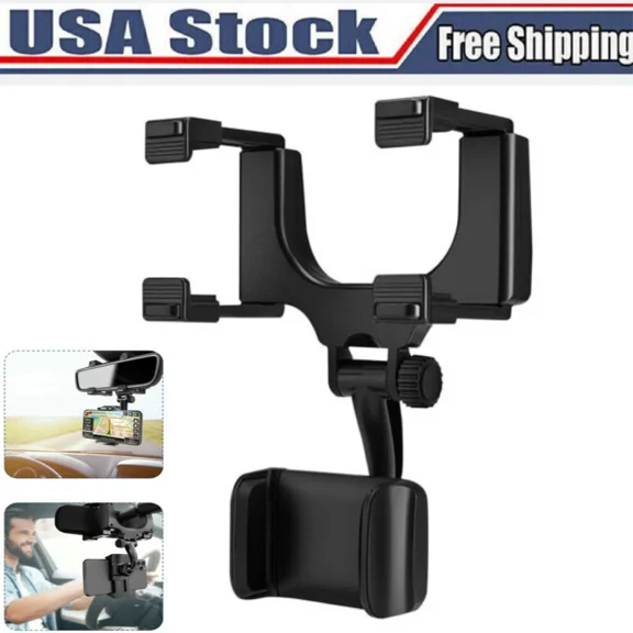 Universal 360 Rotation Car Rear View Mirror Mount Stand Gps Cell Phone Holder Us