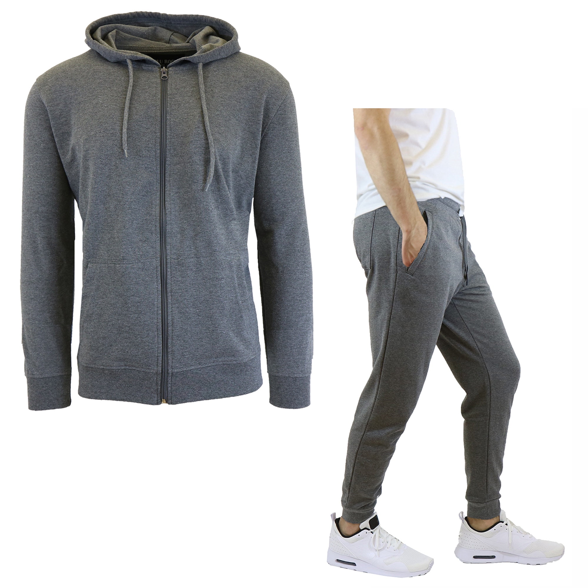 Mens Zip-Up Hoodie \u0026 Jogger Sweatpants 