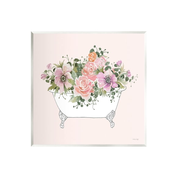 Stupell Industries Mixed Flower Arrangement Bathtub Planter Pink Blossoms Graphic Art Unframed Art Print Wall Art, Design by Cindy Jacobs