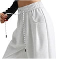 thumbnail image 2 of Pantalones drapeados de cintura alta y pierna ancha para mujer - Material de poliéster - Pantalones informales S-XL, 2 of 5