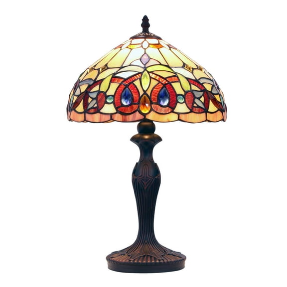 Chloe Lighting Victorian 1-Light Glass Resin Serenity Table Lamp in Dark Bronze