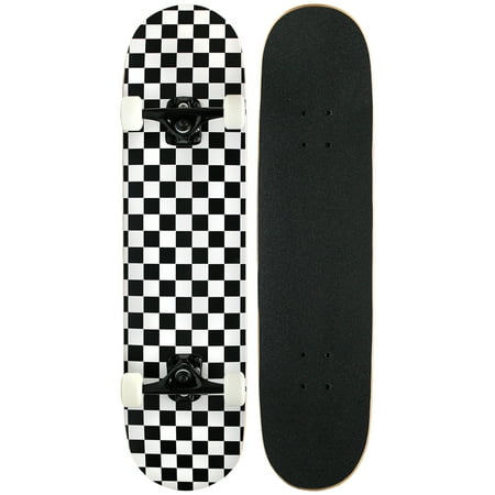 PRO Skateboard Complete Pre-Built CHECKER PATTERN 7.75 in Black/White