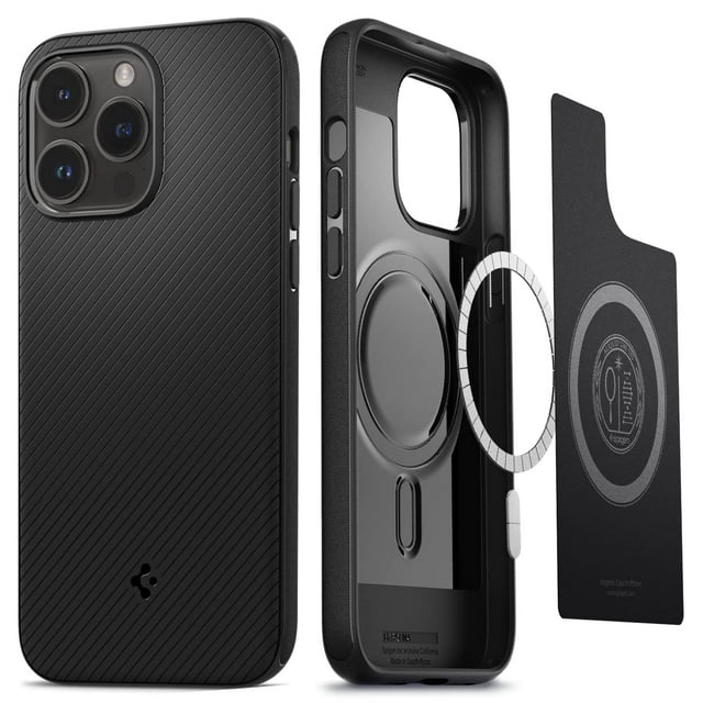 Funda para teléfono Spigen Mag Armor MagFit iPhone 14 Pro, negro mate