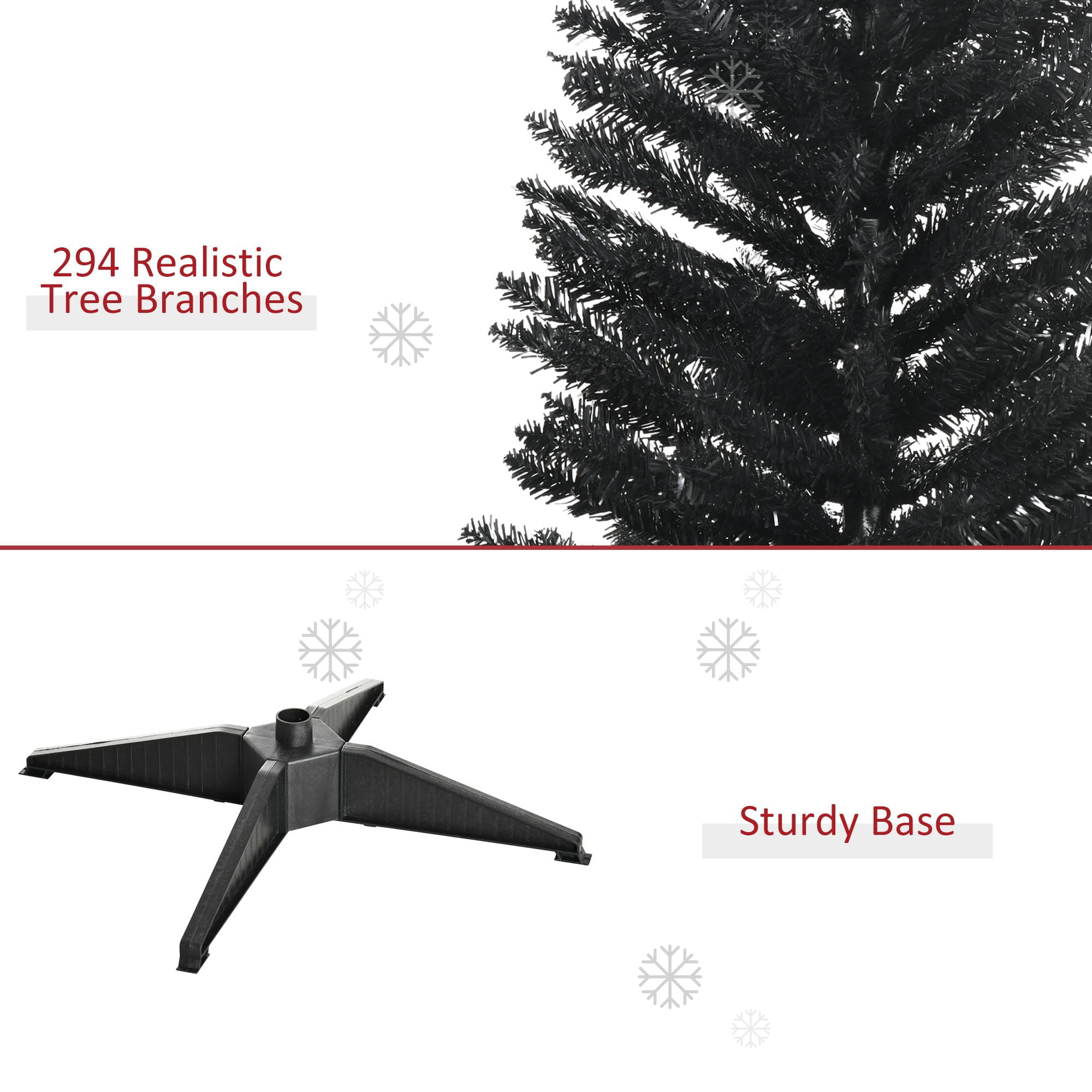 5 ft Artificial Pencil Christmas Tree, Slim Unlit Xmas Tree with 294 Branch Tips and Plastic Stand for Small Spaces and Apartments