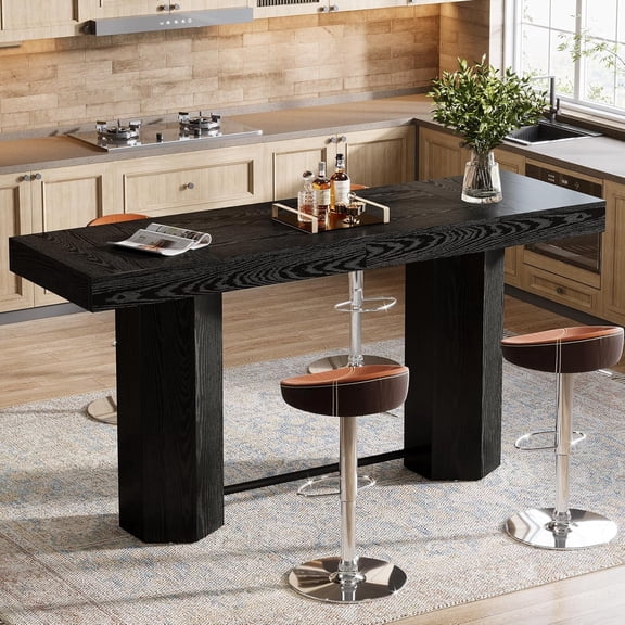 Tribesigns 70.9" Extra Long Bar Table, Industrial Counter Height Table with Metal Footrest for Kitchen Dining Room, Pub