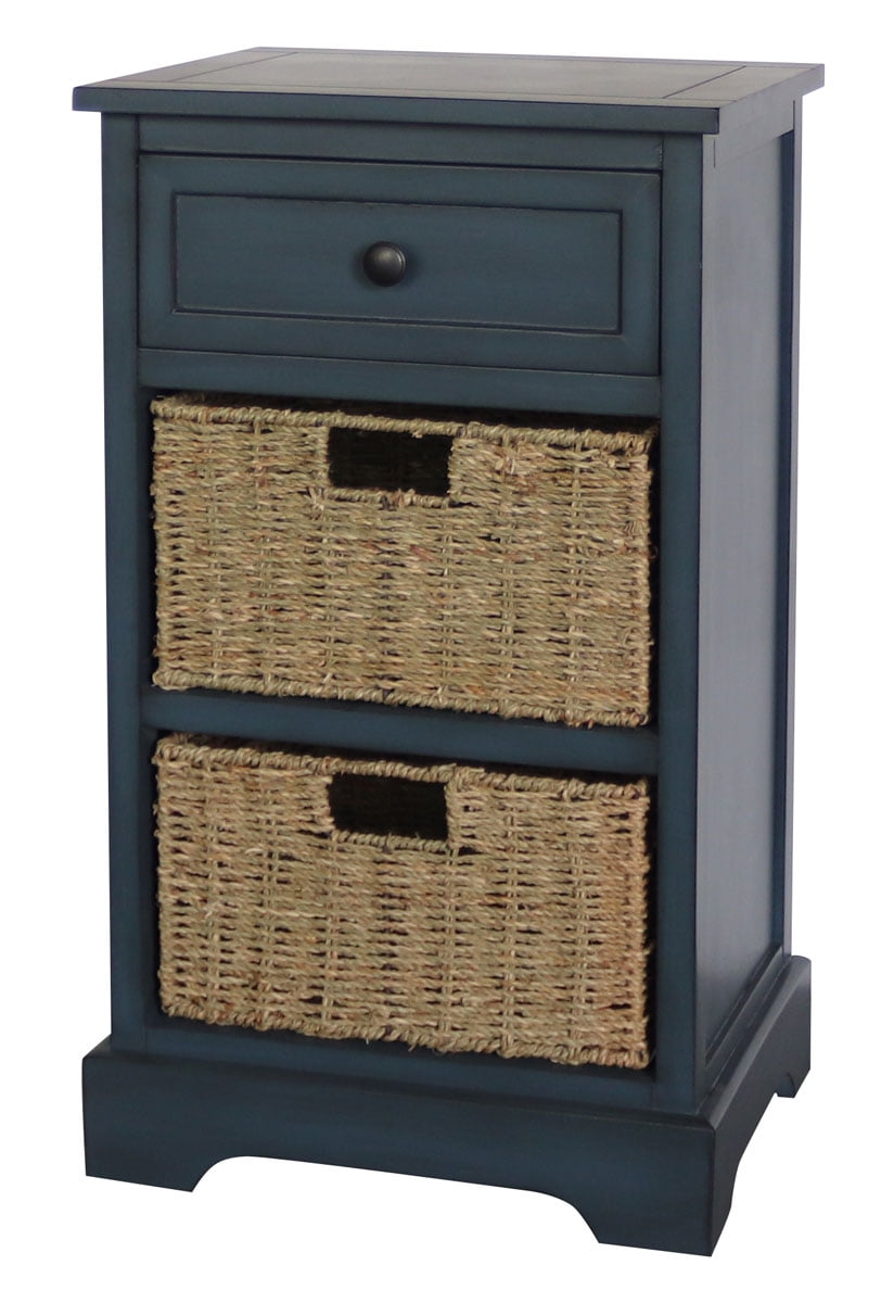 Two Basket Side Table Storage Chest
