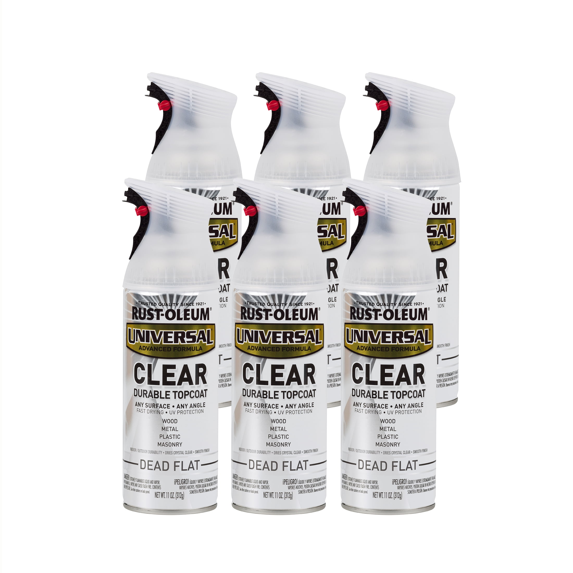 (12 pack) 6 Pack, Dead Flat Clear, Rust-Oleum Universal All Surface Interior/Exterior Spray Paint-302151, 11 oz