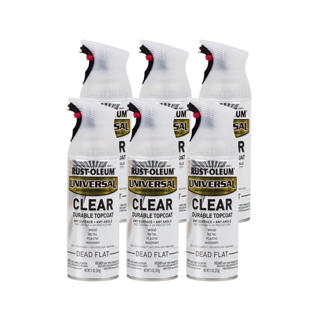 6 Pack, Dead Flat Clear, Rust-Oleum Universal All Surface Interior/Exterior Spray Paint-302151, 11 oz