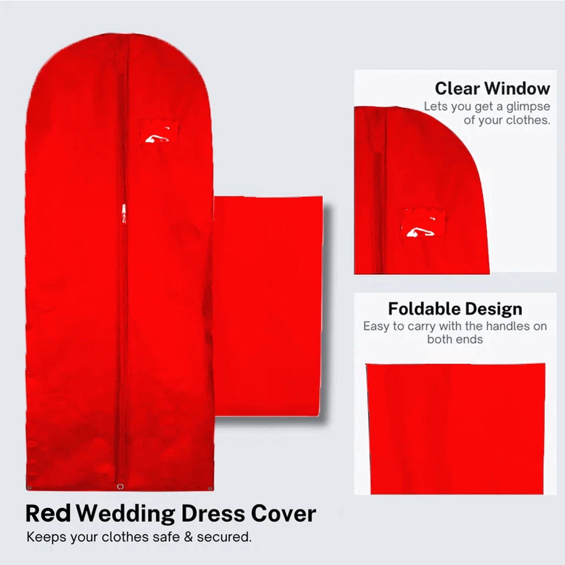 CIRCLE- 54" Clothes Cover Garment Storage Bags Travel Zipped Long Dress Bags Color Red