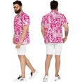 thumbnail image 4 of HAPPY BAY Men's Hawaiian Shirts Short Sleeve Button Down Shirt Mens Holiday Shirts Summer Beach Casual Aloha Tropical Shirts for Men Funny XS Sea Collage, Autumn Pink, 4 of 6