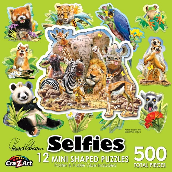 Cra-Z-Art Multi-Shaped 500-Piece Jungle Selfies Jigsaw Puzzle