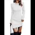 thumbnail image 3 of Suéter Corto Elegante de Larga con Cuello Redondo para Mujer, Ajustado, Elegante, para Otoño e Invierno, Minivestido de Punto M, 3 of 7