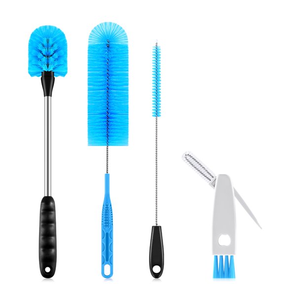 Bottle brush cleaning set, including a long-handled water bottle brush and a cup lid cleaning brush, suitable for cleaning the straws of glass cups and cups