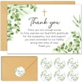 thumbnail image 1 of xianyou-50Pcs Funeral Sympathy Thank You Cards with Envelopes and Matching Seal Stickers, Green Leaf Cross Bereavement Card with Message for Memorial Service Loved Ones Celebration of Life, 1 of 4