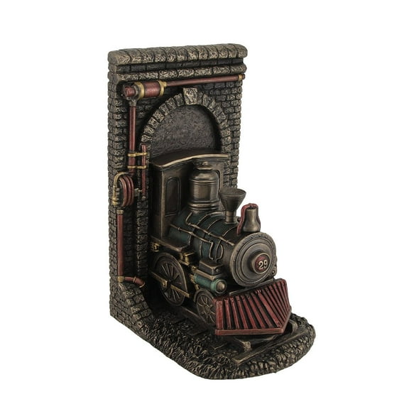 Veronese Design Steampunk Steam Locomotive Bronze Finished Single Bookend