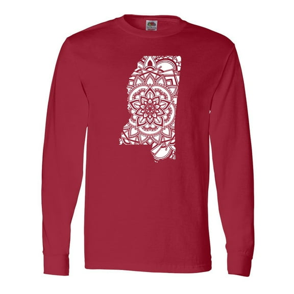 Inktastic Mississippi Silhouette Mandala Long Sleeve T-Shirt