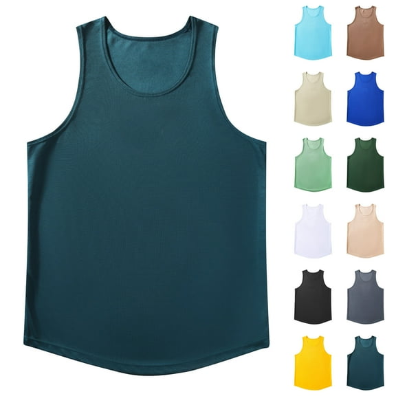 Axiiglly Tank Tops Men Casual Slim Fit Sleeveless Shirt Quick-Dry Tank Top Undershirt Compression Bodybuilding Muscle Shirt Splicing Color Beach Tank Top Breathable Gym Workout Tank Tops