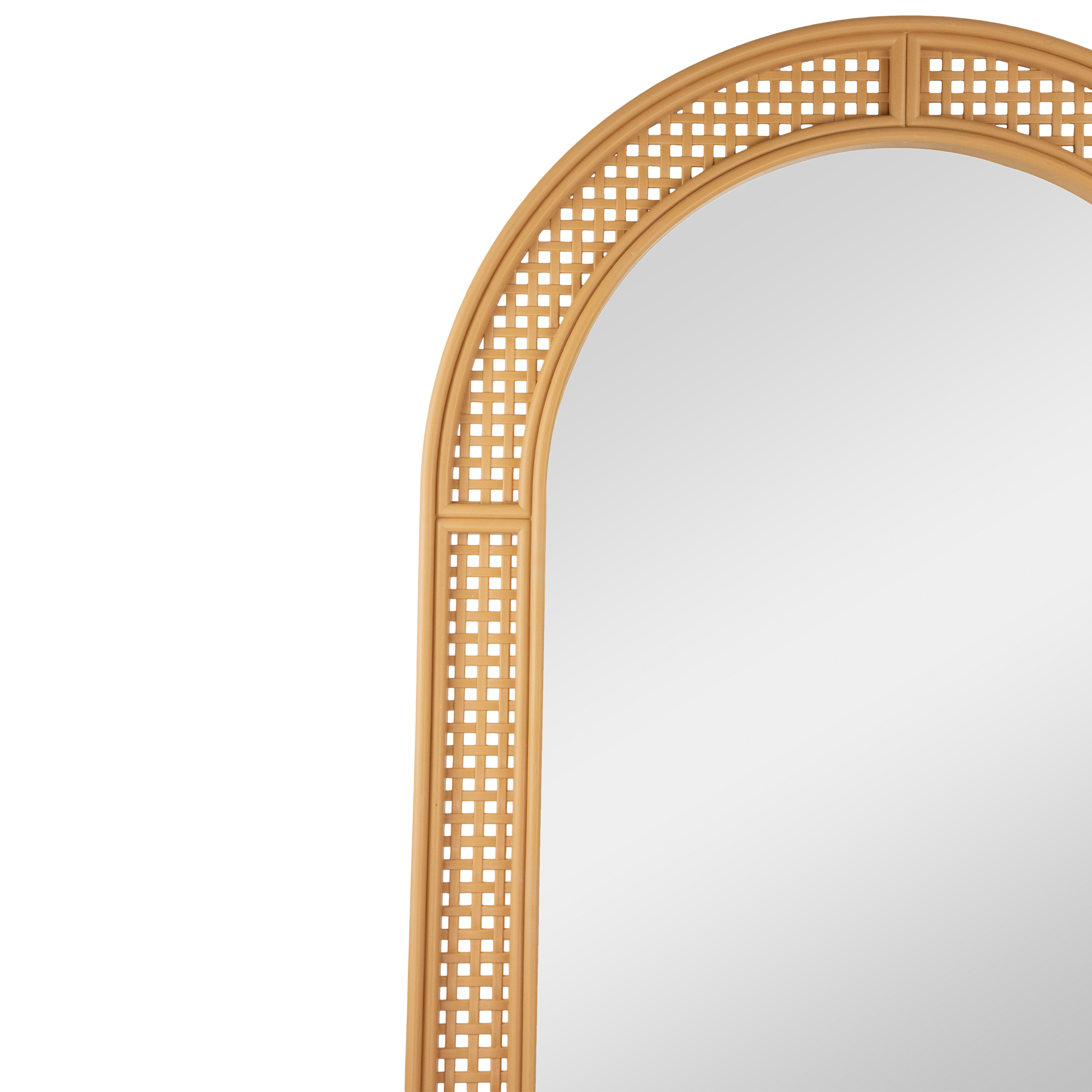 Northlight 24" x 36" Beige Arched Rattan Weaved Wall Mirror