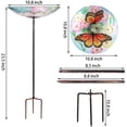 thumbnail image 2 of Glass Birdbath Bird Bath for Outdoors Birdfeeders with Metal Stake for Garden Decor Butterfly Pattern, 2 of 6