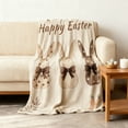 thumbnail image 5 of Eespoir Bunny Print Easter Blanket, Stuffed Cozy Throw For Sofa Bed, Spring Holiday Decor Blanket, Living Room Accent, Gift For Her, Warm, Washable(B), 5 of 6