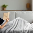 thumbnail image 3 of Grey Soft Flannel Fleece Blanket, Blur Poster Display with Simplistic Square Shapes Contemporary Mosaic Optic Illusion Print, Cozy Plush for Indoor and Outdoor Use, 70" x 90", White, by Ambesonne, 3 of 5