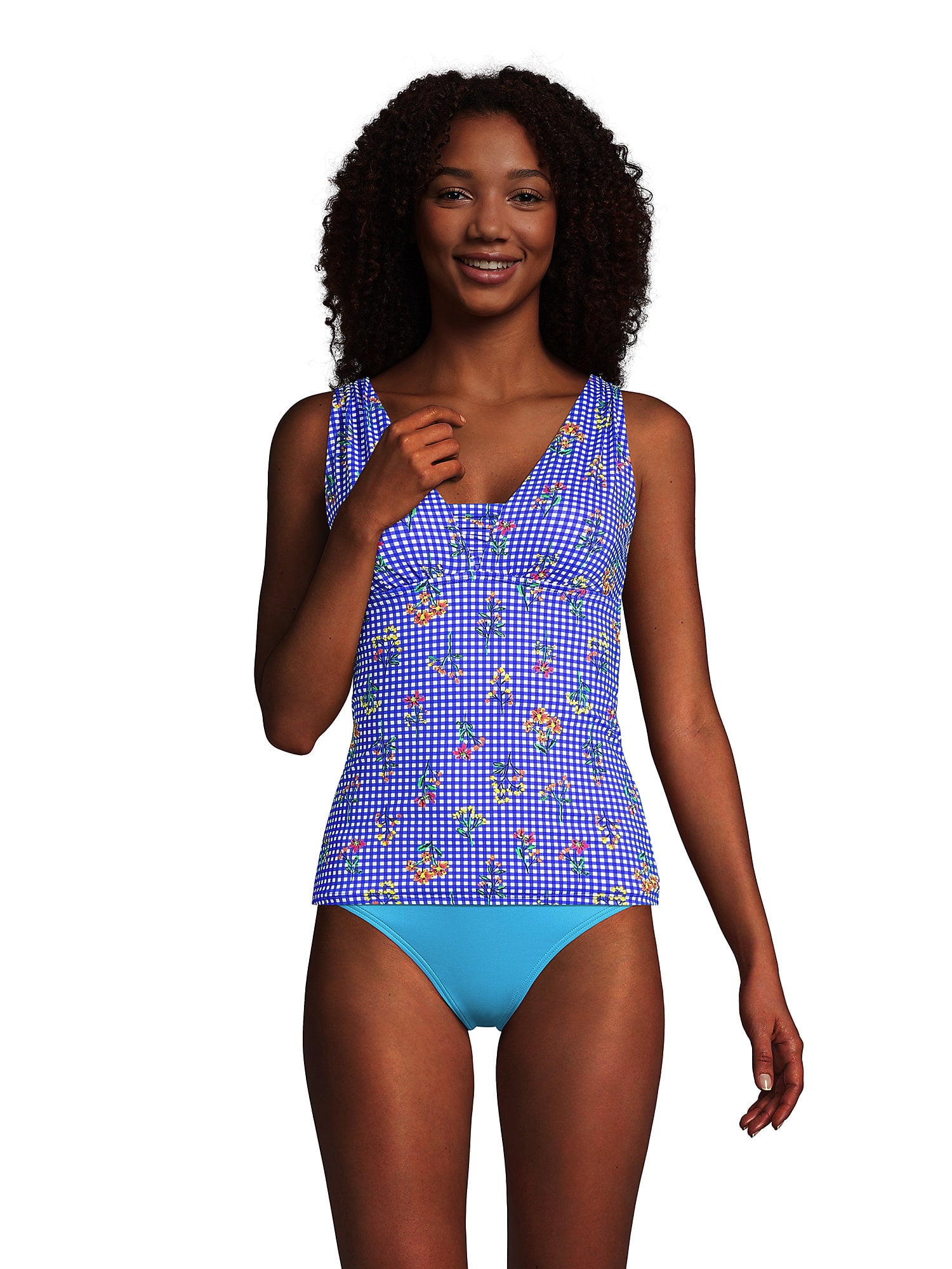 Lands' End Women's Chlorine Resistant Tummy Control Grecian Tankini Top  Swimsuit Adjustable Straps - Walmart.com