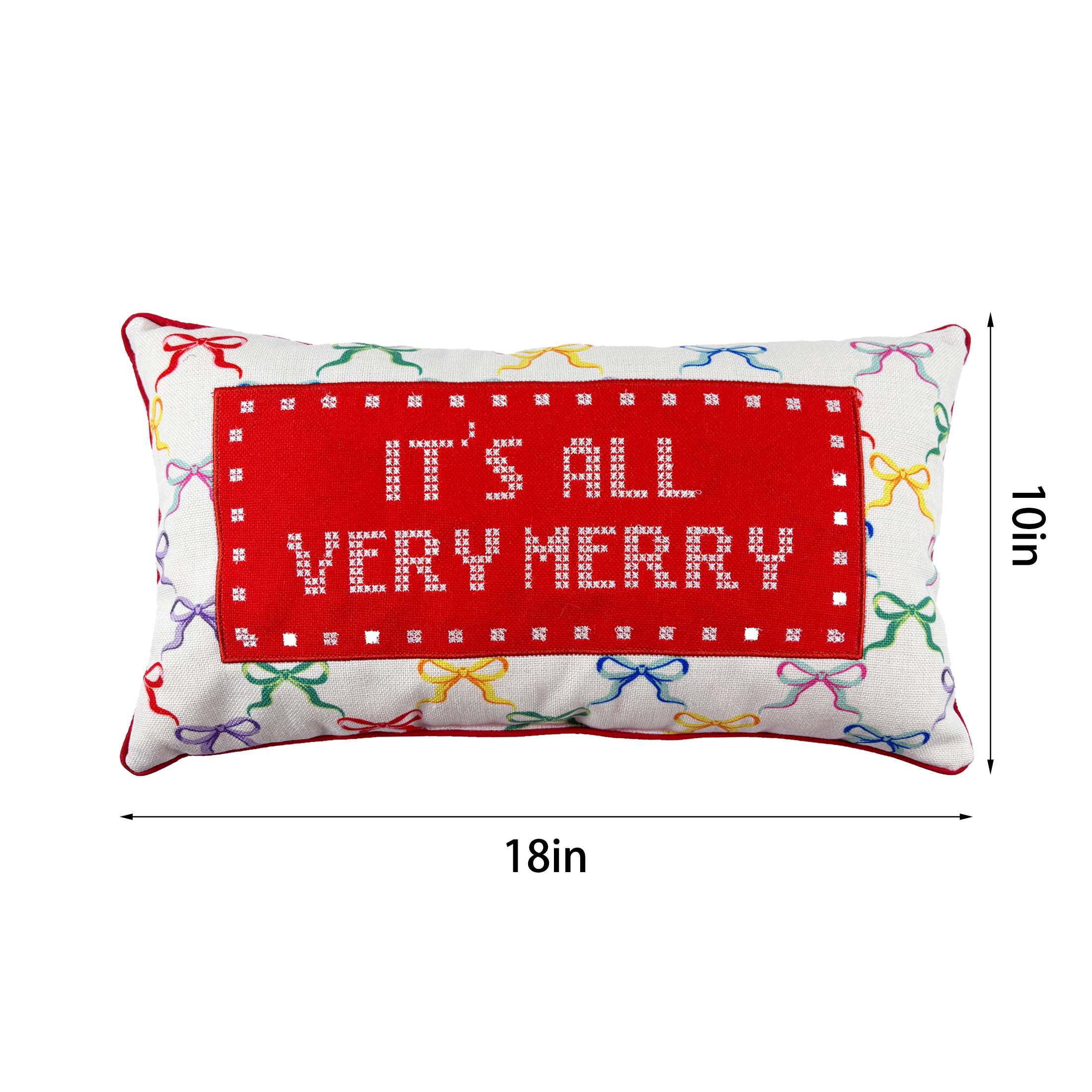 It's All Very Merry Decorative Christmas Lumbar Pillow, Multicolor, 18" x 10", by Holiday Time