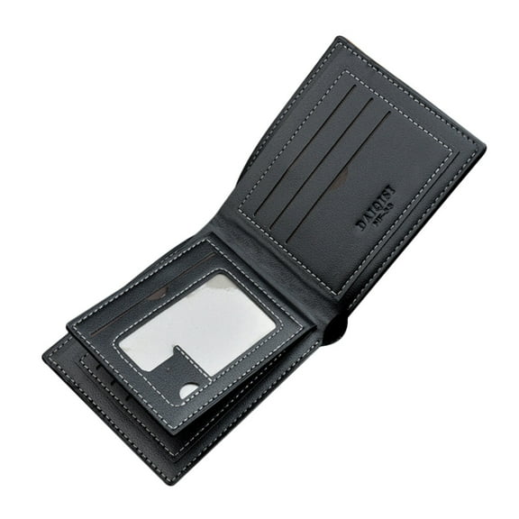 UNOMOR Mens Small Wallet PU Leather Black 1Pcs Practical Design Men Christmas Everyday Use